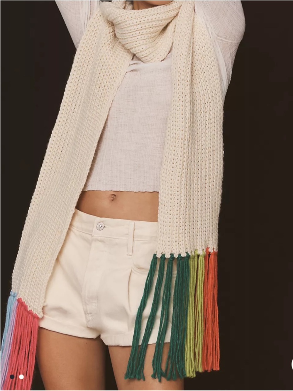 Anthropologie Colorful Fringe Scarf 🧣